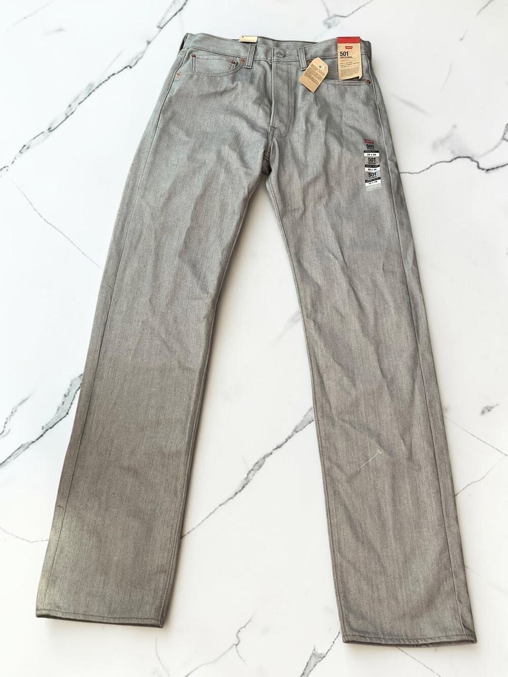 Levi’s 501 Original Men’s Jeans 32x38 Gray Shrink-to-Fit Straight Leg NWT